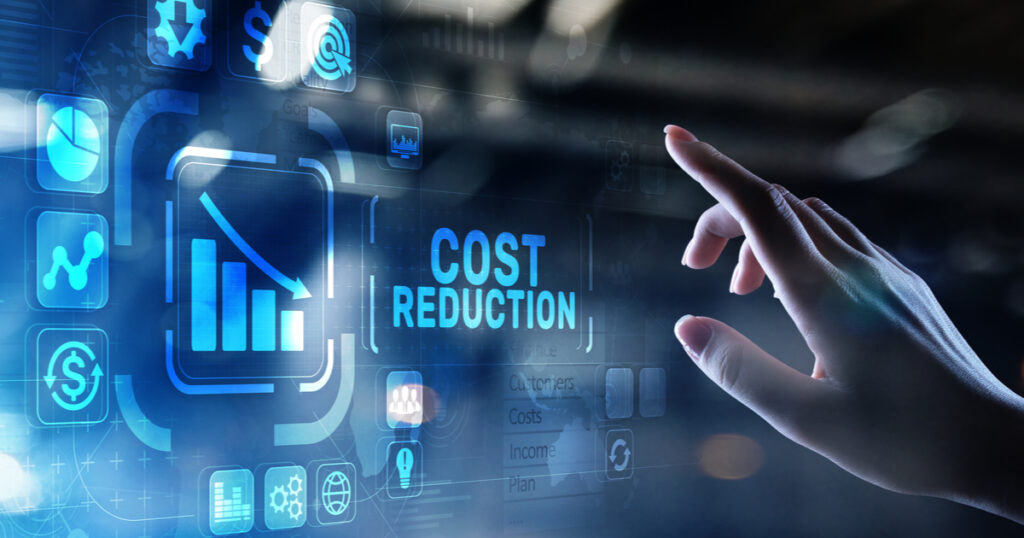 Cost reduction business finance concept on virtual screen.