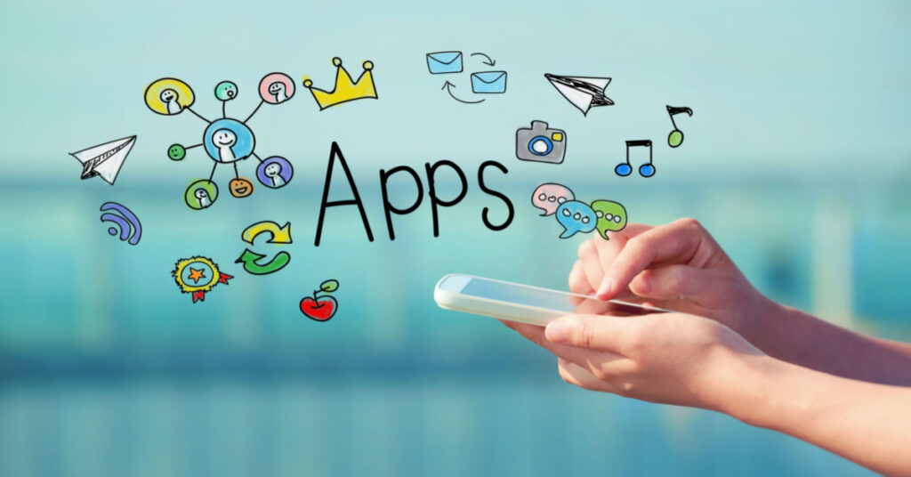 Mobile Apps for Dynamics concept with a person holding a smartphone
