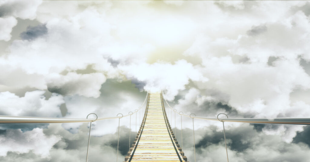 A bridge leading into the clouds